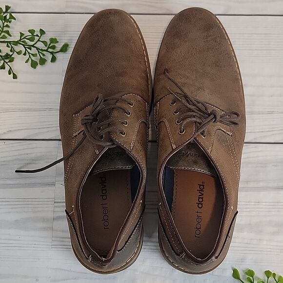 Robert David Davenport Mens Brown Faux Suede Oxfords Casual Shoes Size 9.5 - Picture 5 of 9